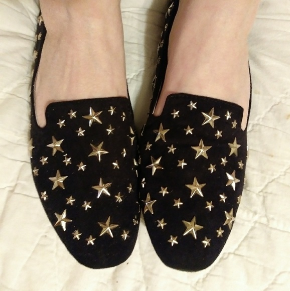 Black faux suede Star Studded Ballet Flats 5.5 - Picture 3 of 4